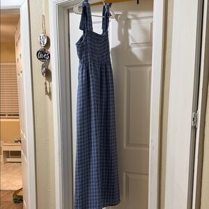 Carly Jean Blue Plaid Sleeveless Maxi Dress